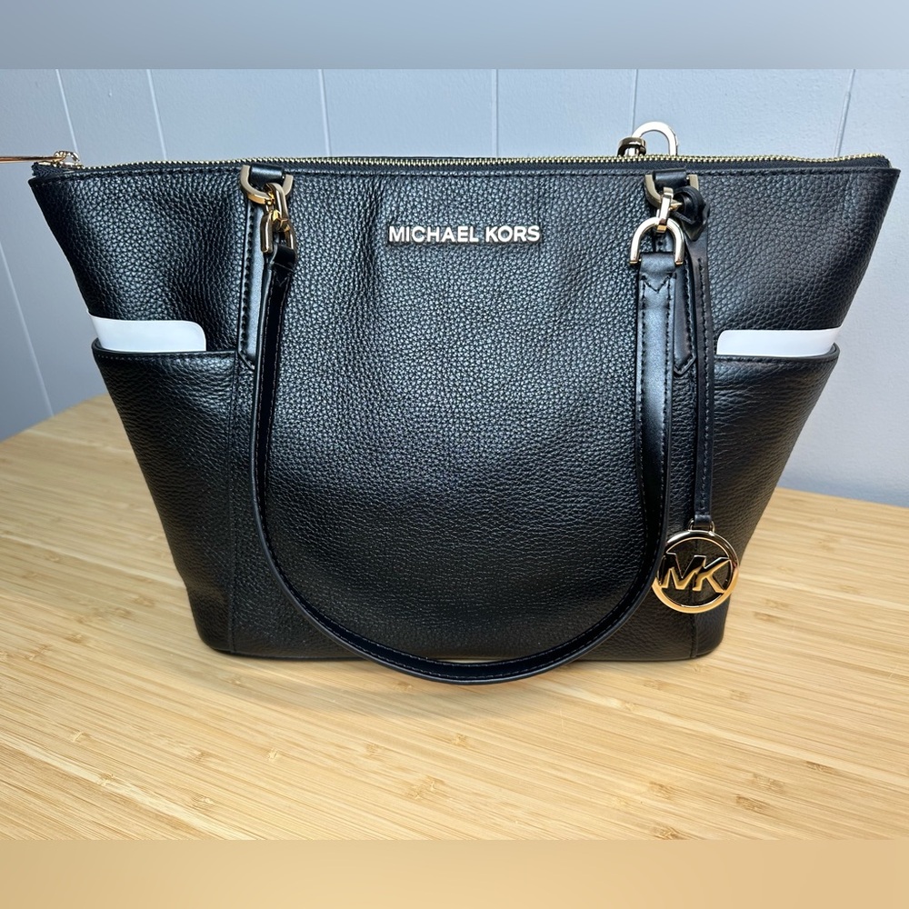 MICHAEL Michael Kors Black and White Leather Tote